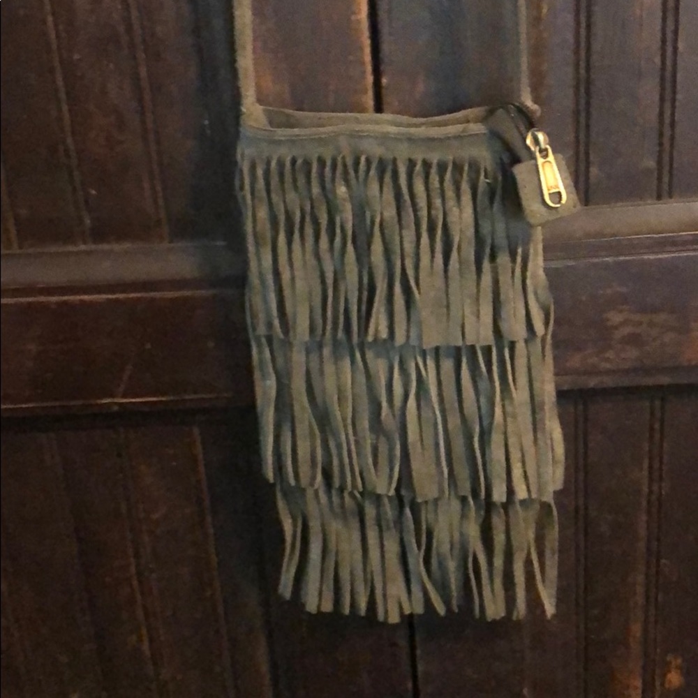 Gray Fringe Crossbody